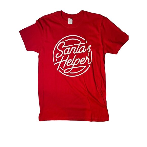 Gildan Tops - Christmas Tee 2X Santa's Helper Graphic T-shirt Unisex Red Santa Clause Softsyle